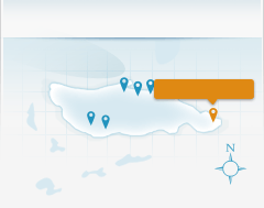 Location map showing Birdcage Villa on Fowl Cay island