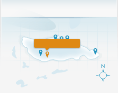 Location map showing Seabreeze Villa on Fowl Cay island