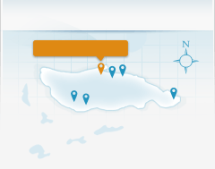 Location map showing Sweetwater Villa on Fowl Cay island