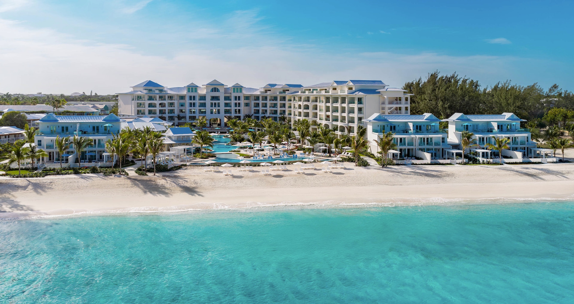 Official supplier image of the village buildings and beachfront at Beaches Turks and Caicos
