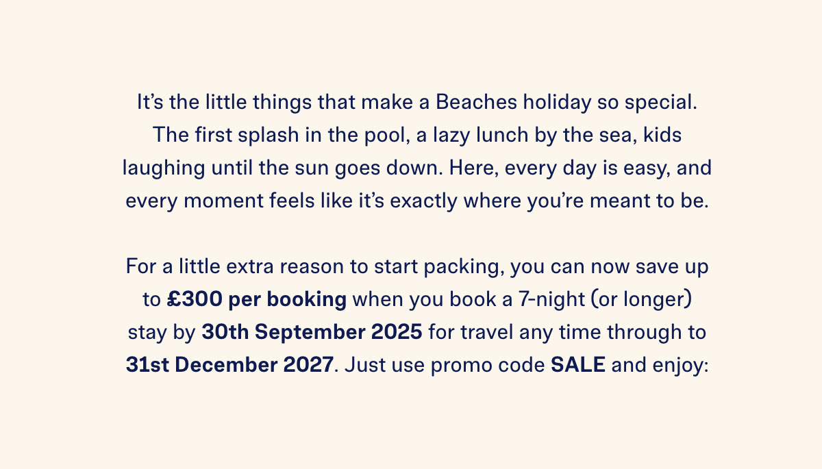 For a little extra reason to start packing. Just use promo code SALE