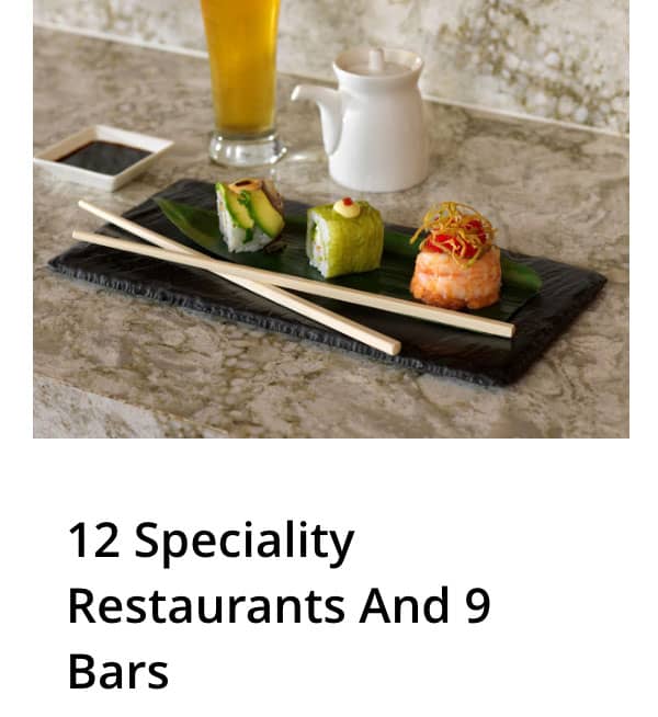 12 Restaurants and 9 Bars