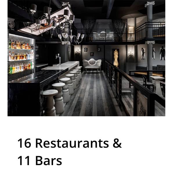 16 Restaurants & 11 Bars