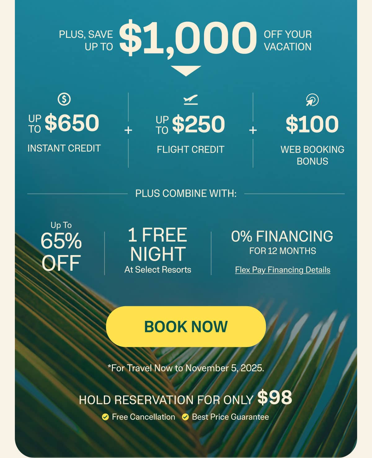 Beaches Get One Night Free