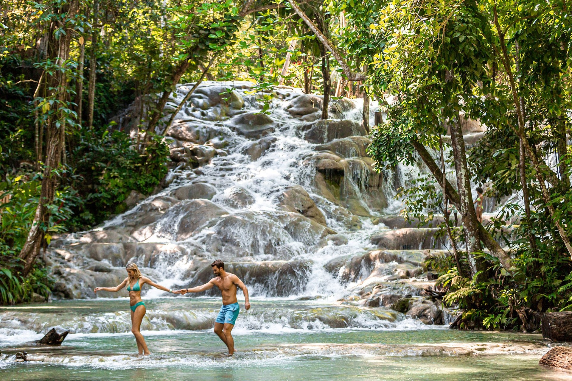 Jamaica Ocho RIos Dunns River Falls Couple Overview