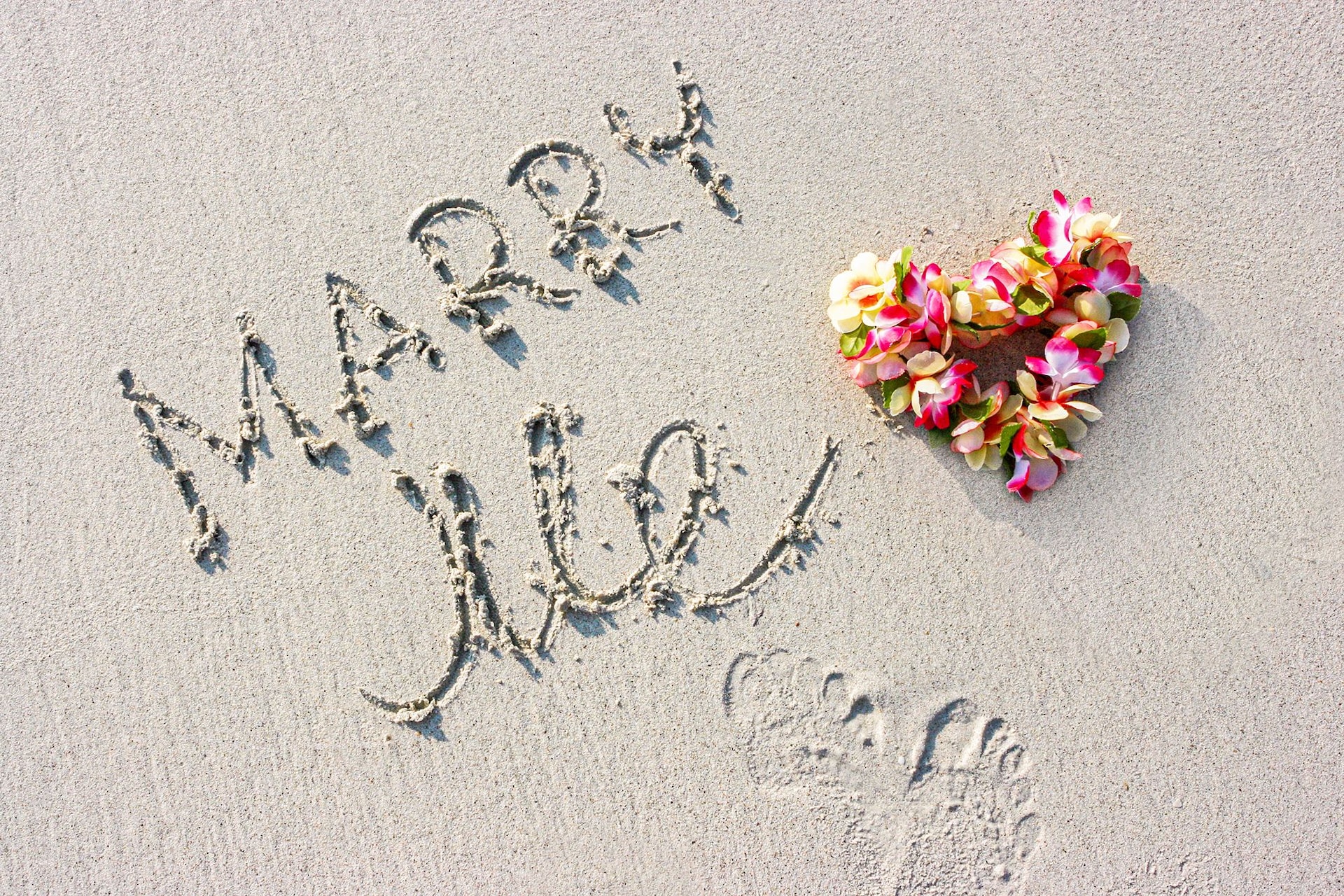 Marry Me Written Sand Proposal