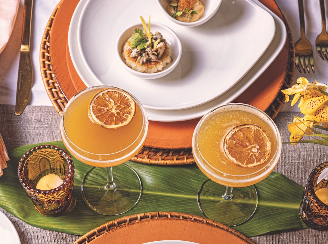 signature cocktails and canapés for reception