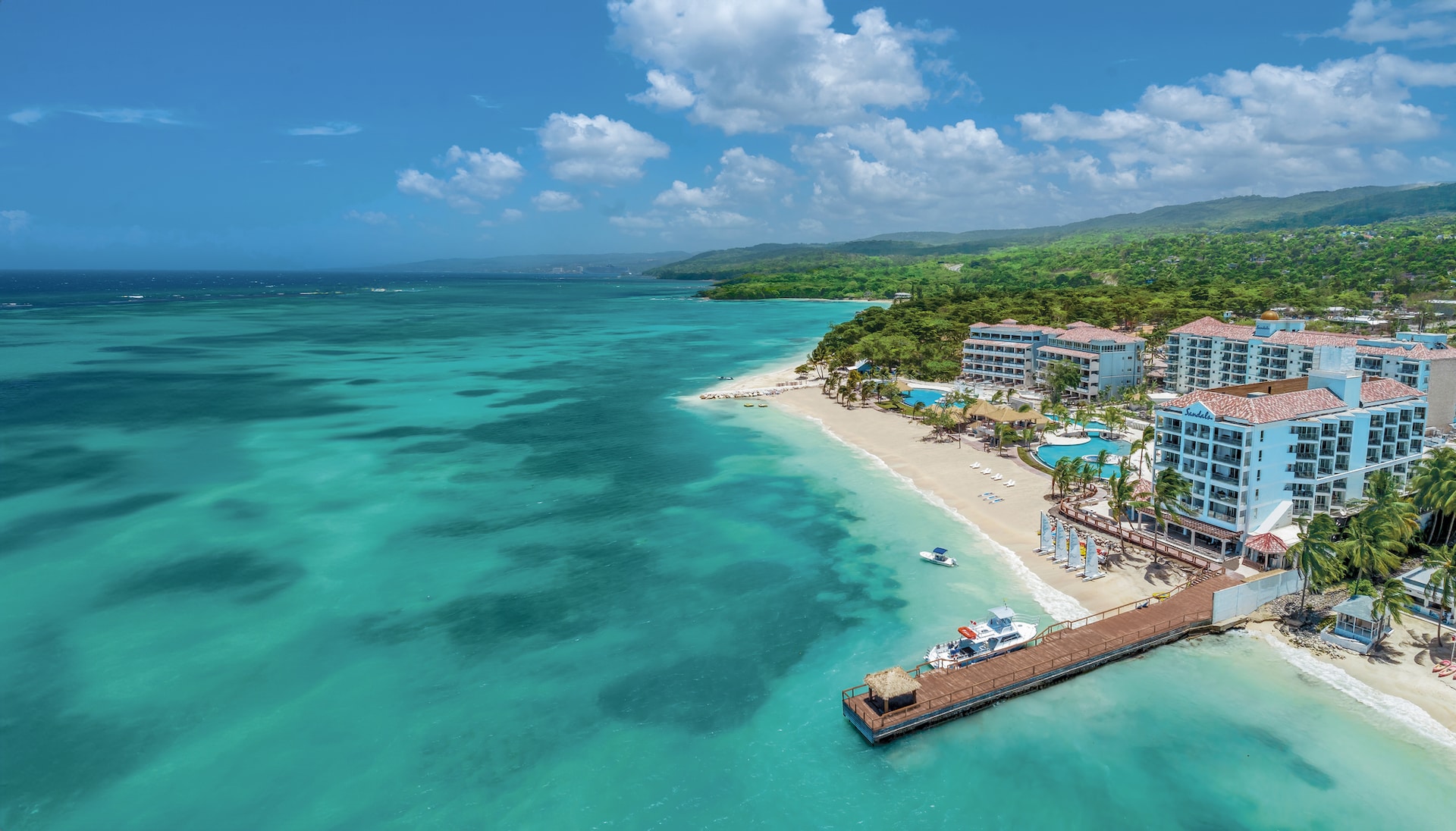 Drone image of Sandals Dunn's River Beach