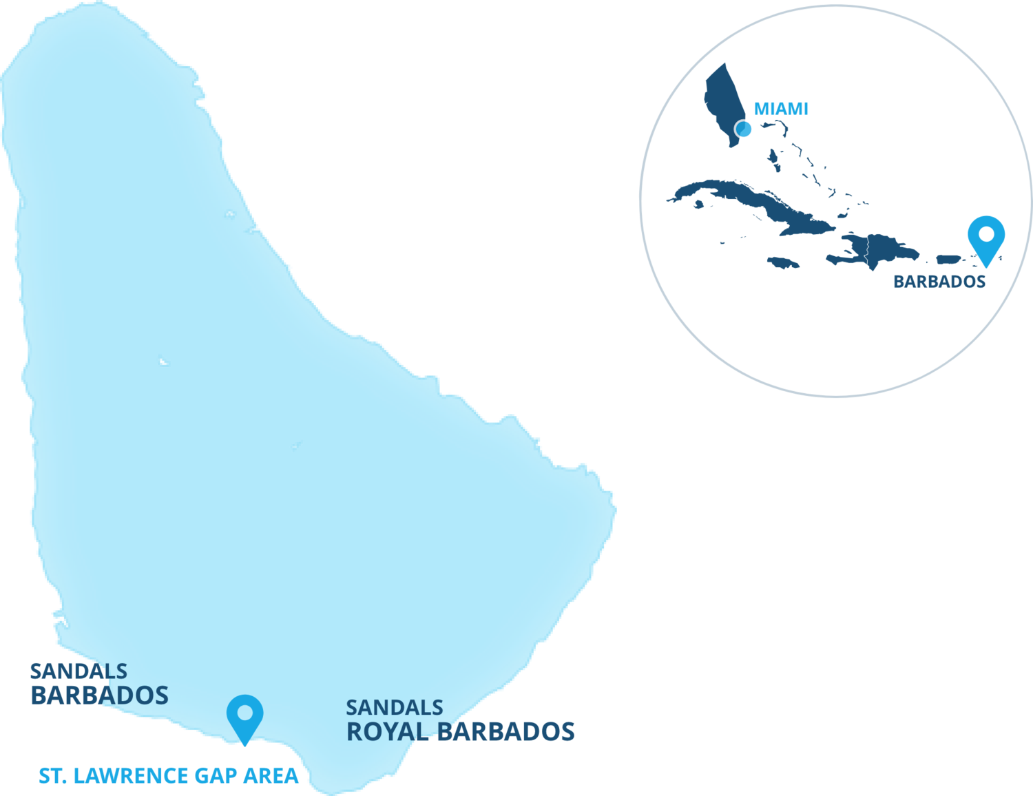 Map of Barbados' location