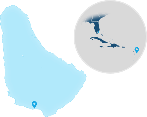 Map of Barbados' location