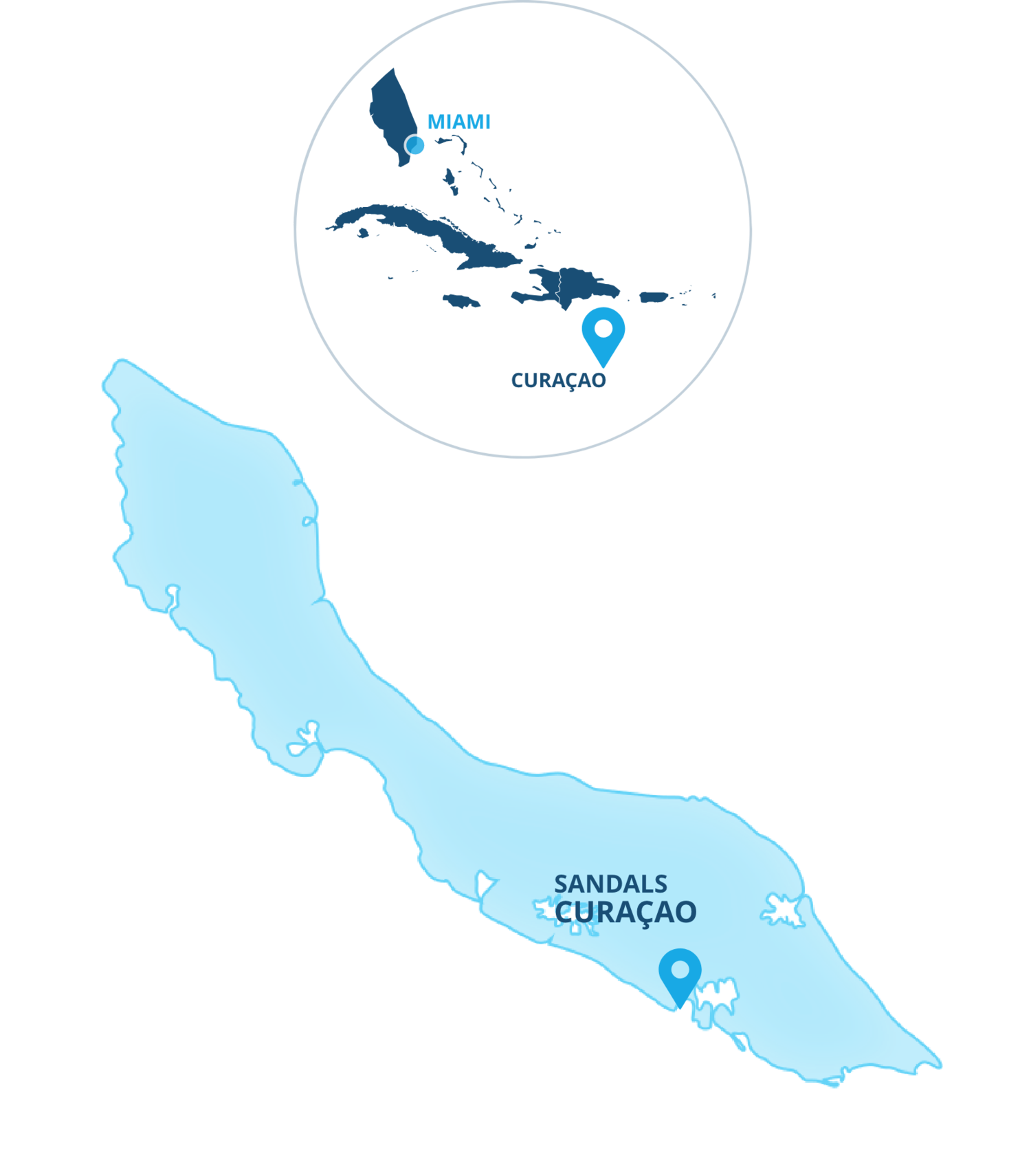 Map of Curaçao's location