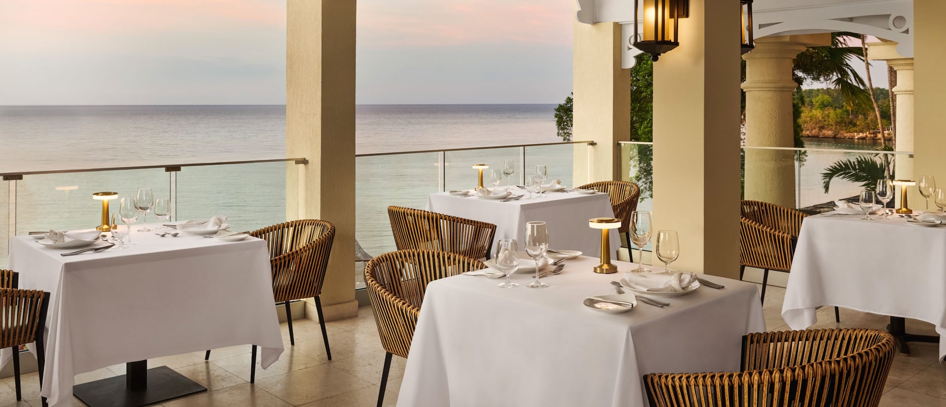 Fancy restaurant overlooking the ocean