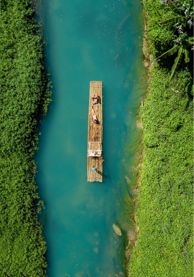 Raft on river