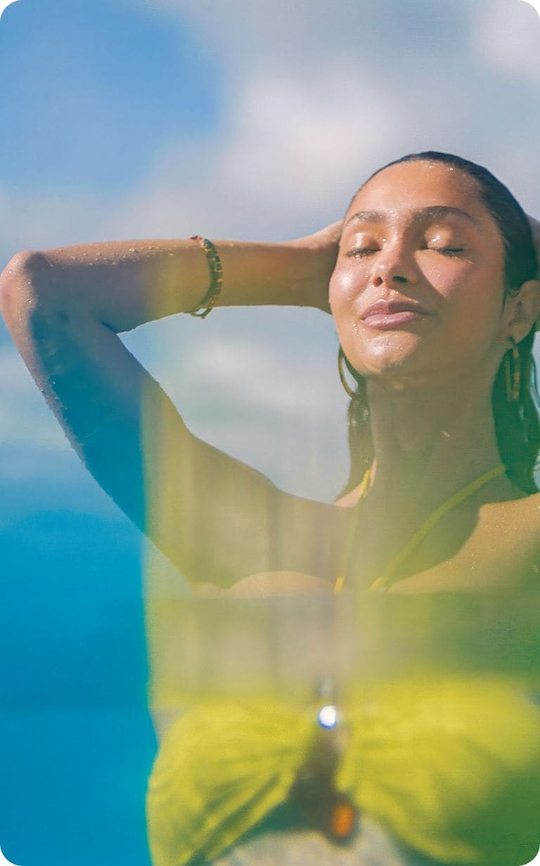 Woman coming out of the pool